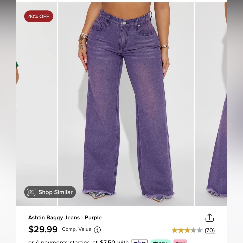 Wide leg purple jeans
